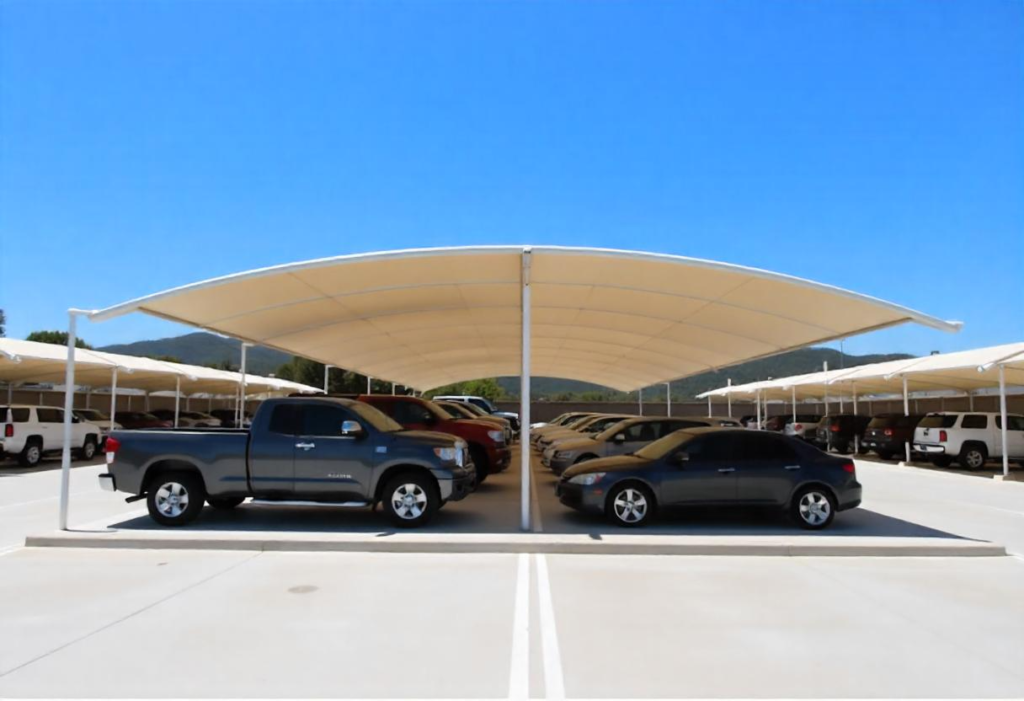 Car parking shades in a desert