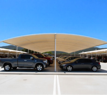 Car parking shades in a desert