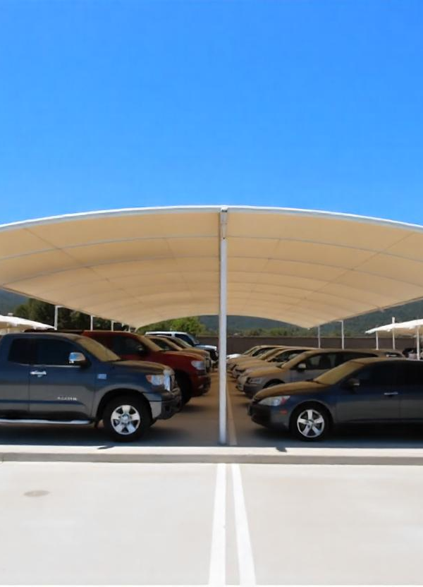 Car parking shades in a desert