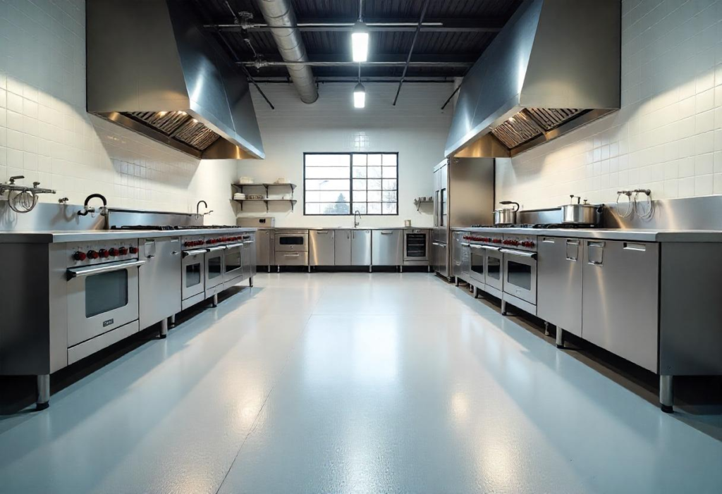 Image of epoxy floor in industrial kitchen or hospital