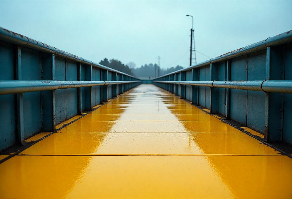 Photo of an industrial walkway with non-slip epoxy flooring
