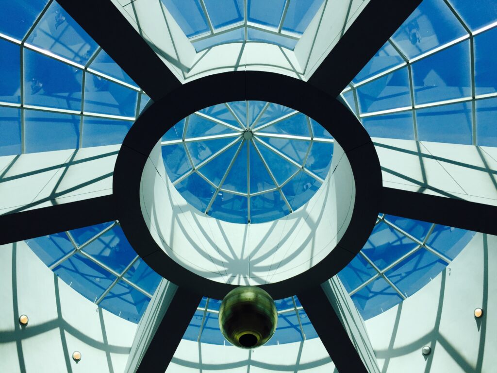 Picture of glass ceilings inside a luxury villa